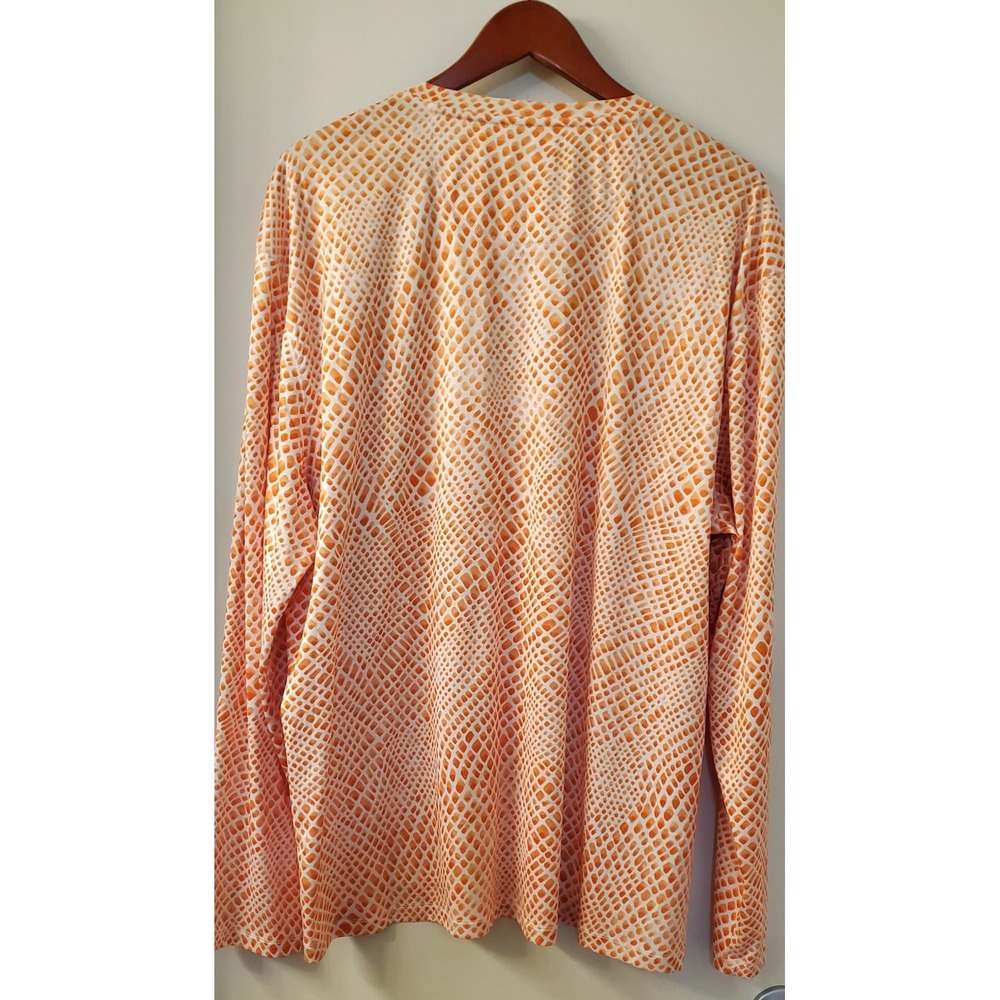 Reel Legends Fishing Shirt XXL Snakeskin Pattern Print Orange Coral on White - Picture 4 of 6